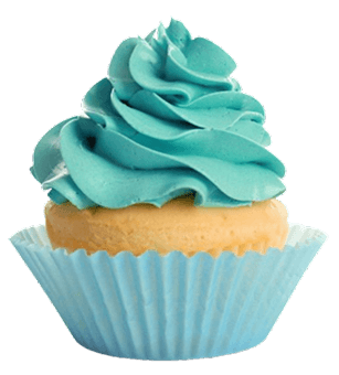 Cupcake profissional decorado com glacê e confeitos, representando produtos de confeitaria